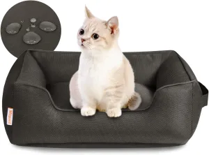 Miguel Outdoor Waterproof Cat Bed with Side, Oxford Durable Dog Bed for Small Dog Easy Clean, All Weather Rectangle Medium Pet Bed Bolster Tough Puppy Bed Scratch Resistant Removable Cover, 20 inches