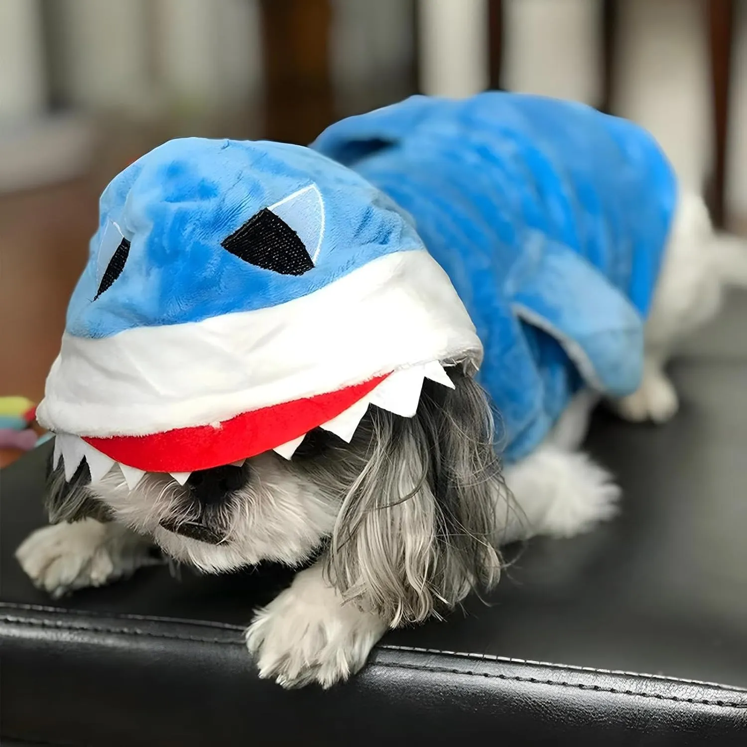 NACOCO Dog Shark Costume Cute Pet Clothes Halloween Holiday Coat Hoodie for Cats and Dogs (Blue, L)
