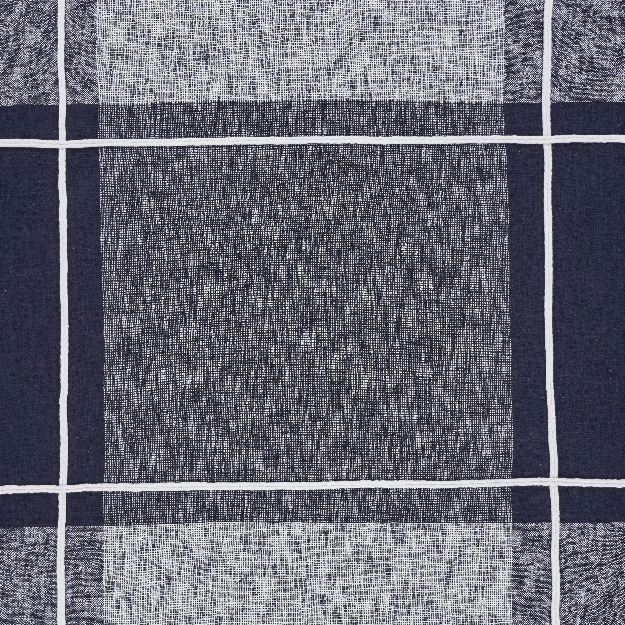 Navy and White Braided Plaid LR80167 Throw Blanket