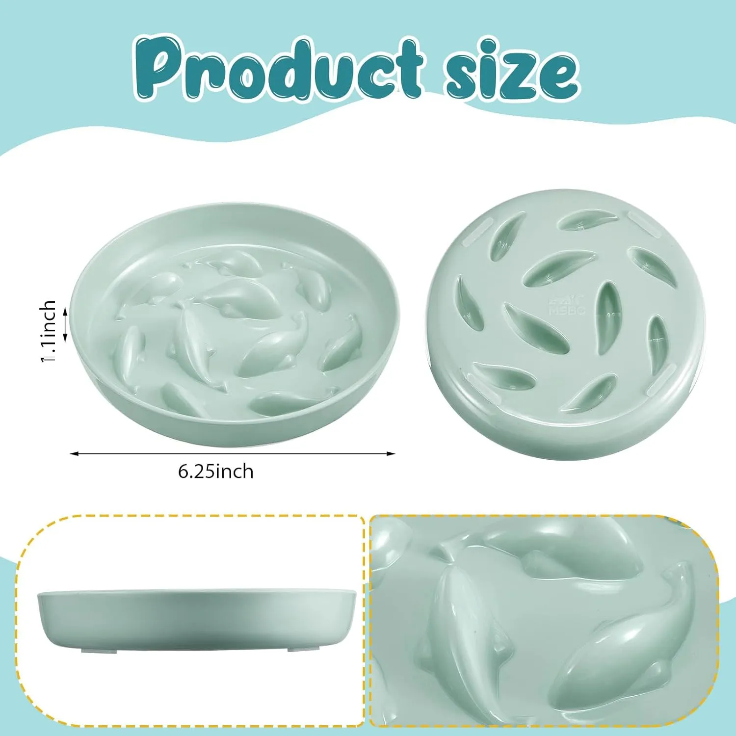 Nitial 2 Pcs Cat Slow Feeder Bowl Fish Pool Design Feeder Dish Fun Interactive Cat Food Bowl Healthy Eating Diet Bowls for Pet Puppy Dogs Dishwasher Safe(White, Green)