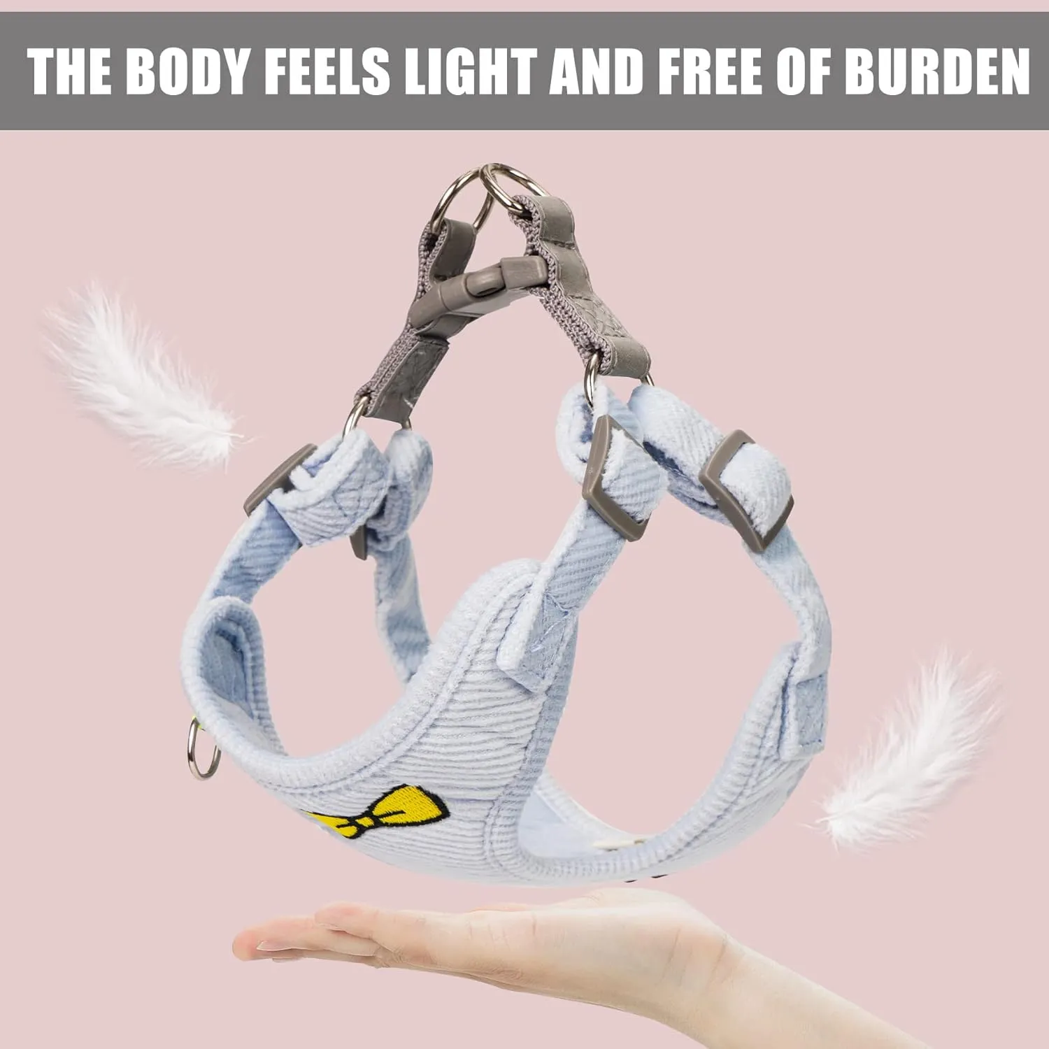 No Pull Dog Harness with Leash Pet Soft Vest Harness and Leash Set Dog Cat No Choke Escape Proof Harness Reflective Step in Harness for Small Medium Dogs Cats (Baby Blue, Small)