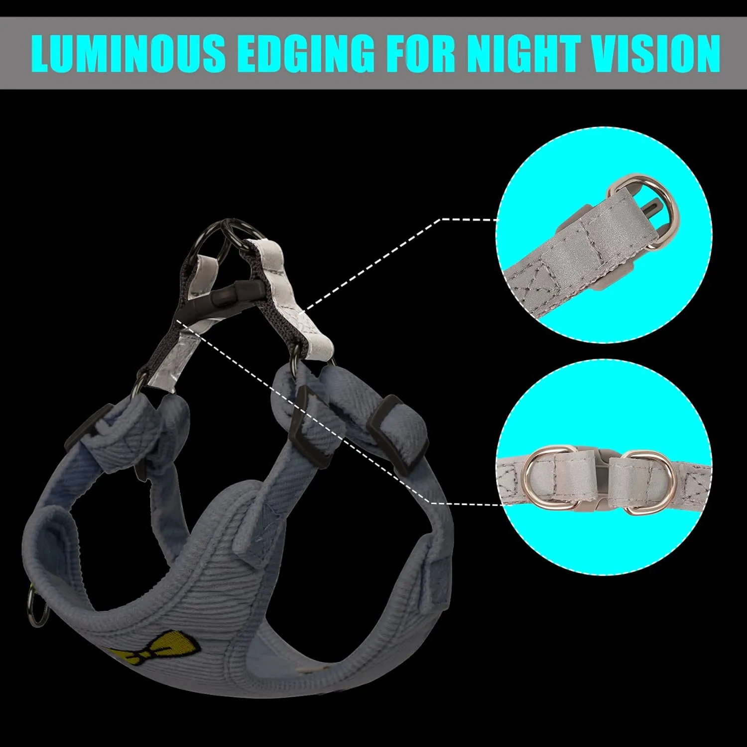 No Pull Dog Harness with Leash Pet Soft Vest Harness and Leash Set Dog Cat No Choke Escape Proof Harness Reflective Step in Harness for Small Medium Dogs Cats (Baby Blue, Small)