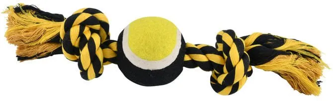 Nuts for Knots 2 Knot Rope with Tennis Ball Dog Toy, Assorted, 10"