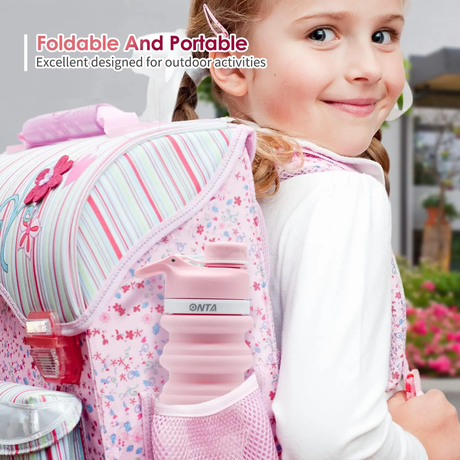 ONTA Collapsible BPA Free Silicone Water Bottle, 20oz - Portable, Leakproof, Easy Clean, Shatter Resistant, Travel Friendly