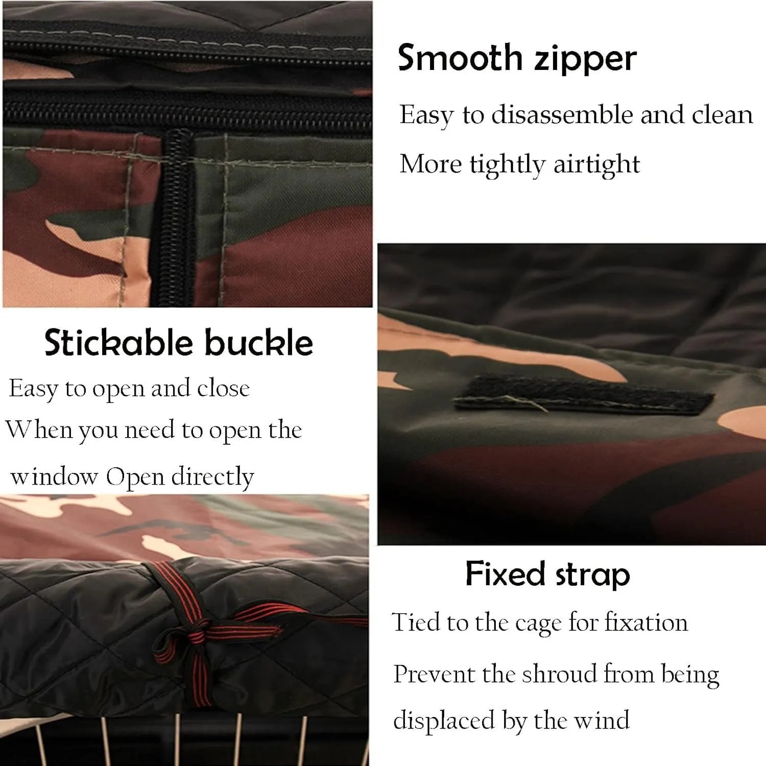 Oxford Cloth Dog Crate Cover, Windproof Warm Pet Kennel Cover, Used to Keep Cats and Dogs Warm, Ventilation Side Windows, Waterproof Camouflage, for Outdoor