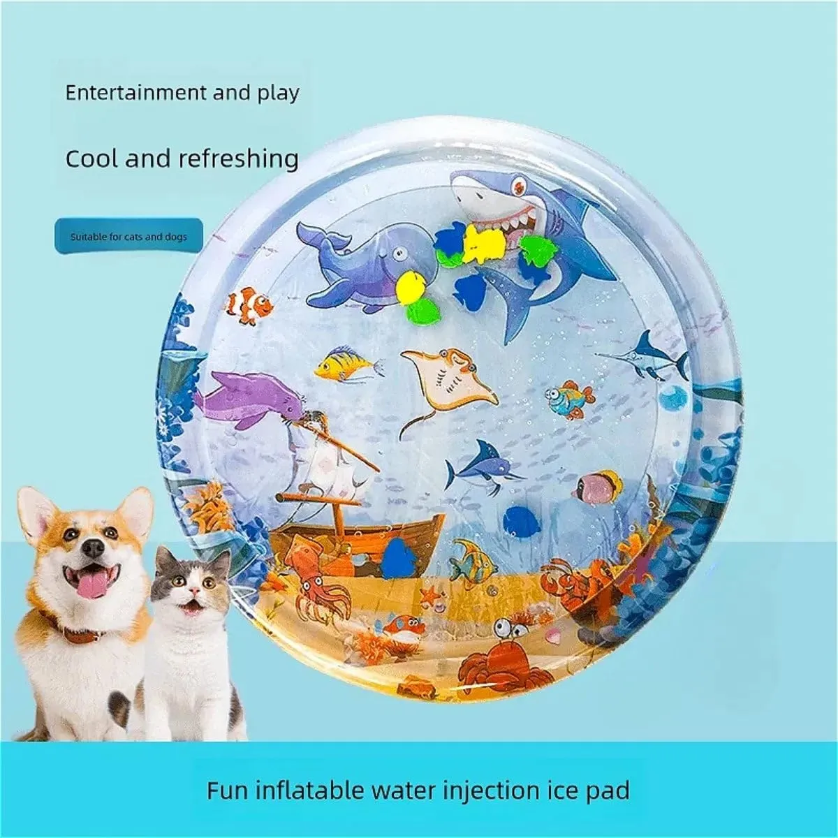 Pawmingle Cat Waterbed, 2025 New Thickened Water Sensor Play Mat, Pet Cooling Bed Pad, Interactive Water Sensory Playmat (I)