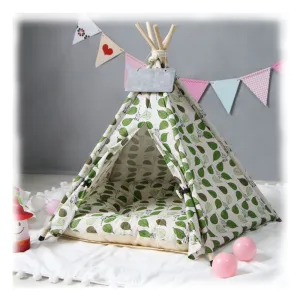 PAWS ASIA Manufacturer Dropshipping High Quality Removable Wood Frame Warm Cat Bed Dog Teepee Tents House