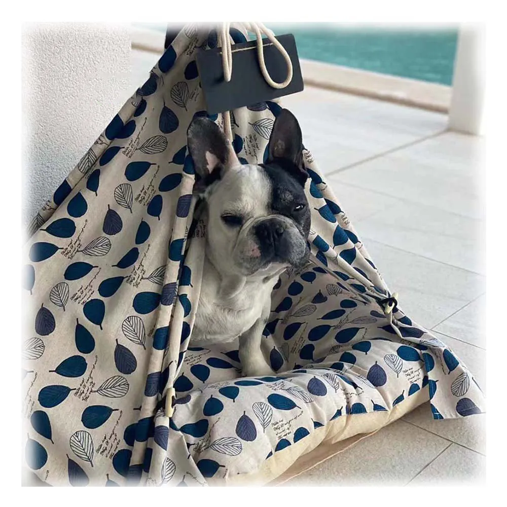 PAWS ASIA Suppliers Outdoor Pet Teepee Luxury Wooden Eco Friendly Dog Bed Tent House