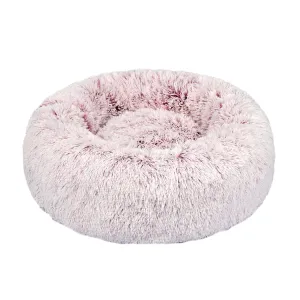 Pet Bed Donut Nest Calming Mat Soft Plush Kennel - Pink L