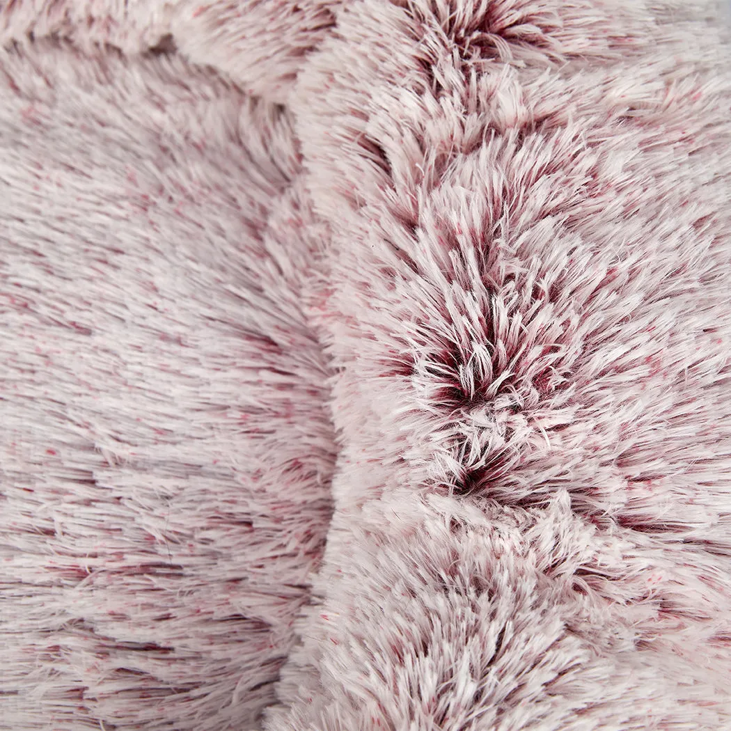 Pet Bed Donut Nest Calming Mat Soft Plush Kennel - Pink L