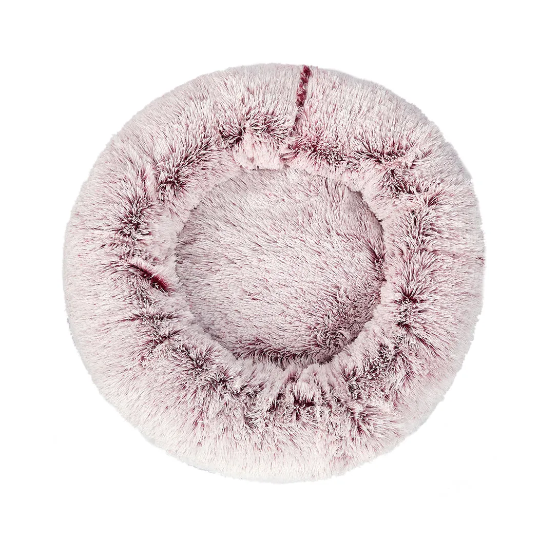 Pet Bed Donut Nest Calming Mat Soft Plush Kennel - Pink L