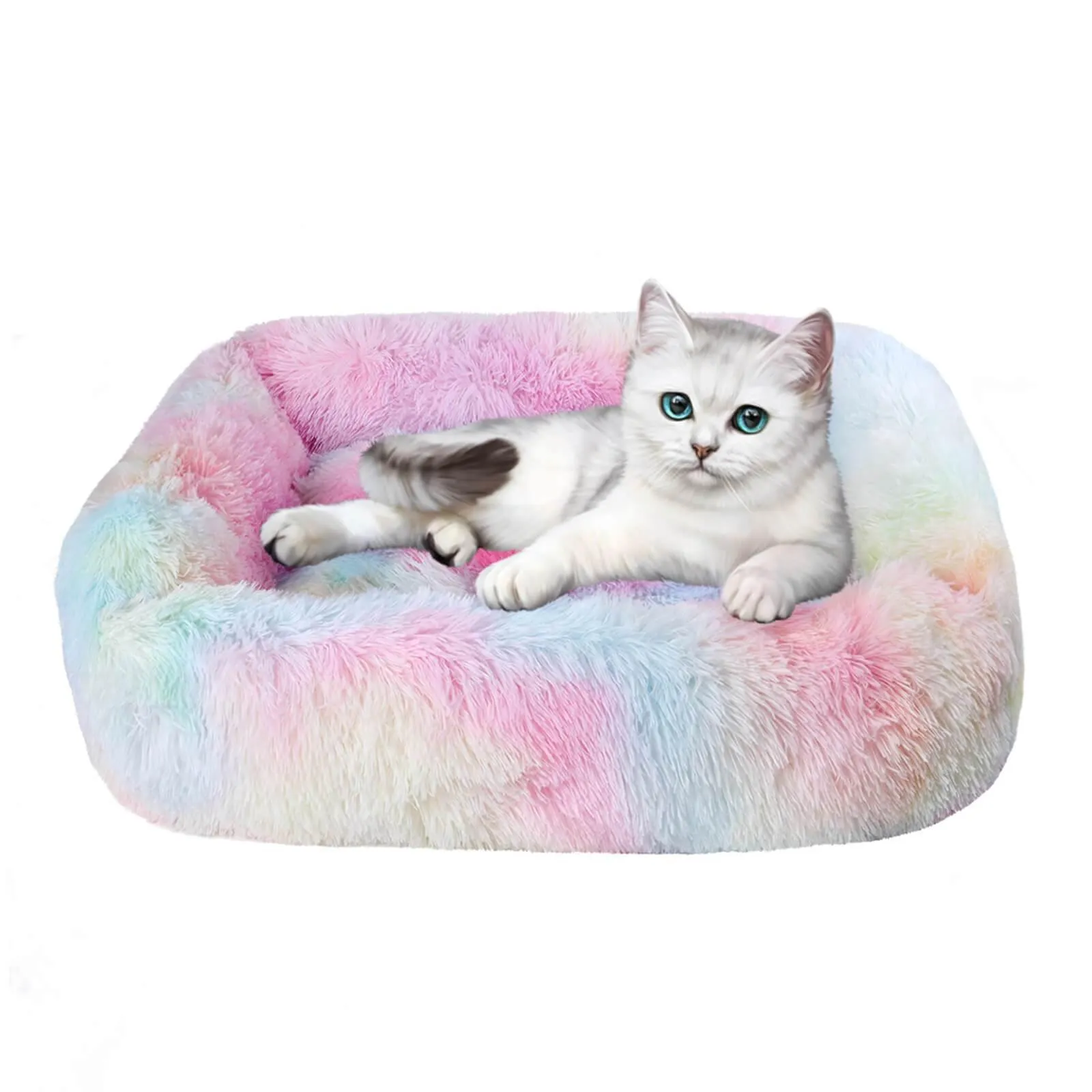 Pet Dog Cat Calming Bed Non-slip Plush Sleeping Nest