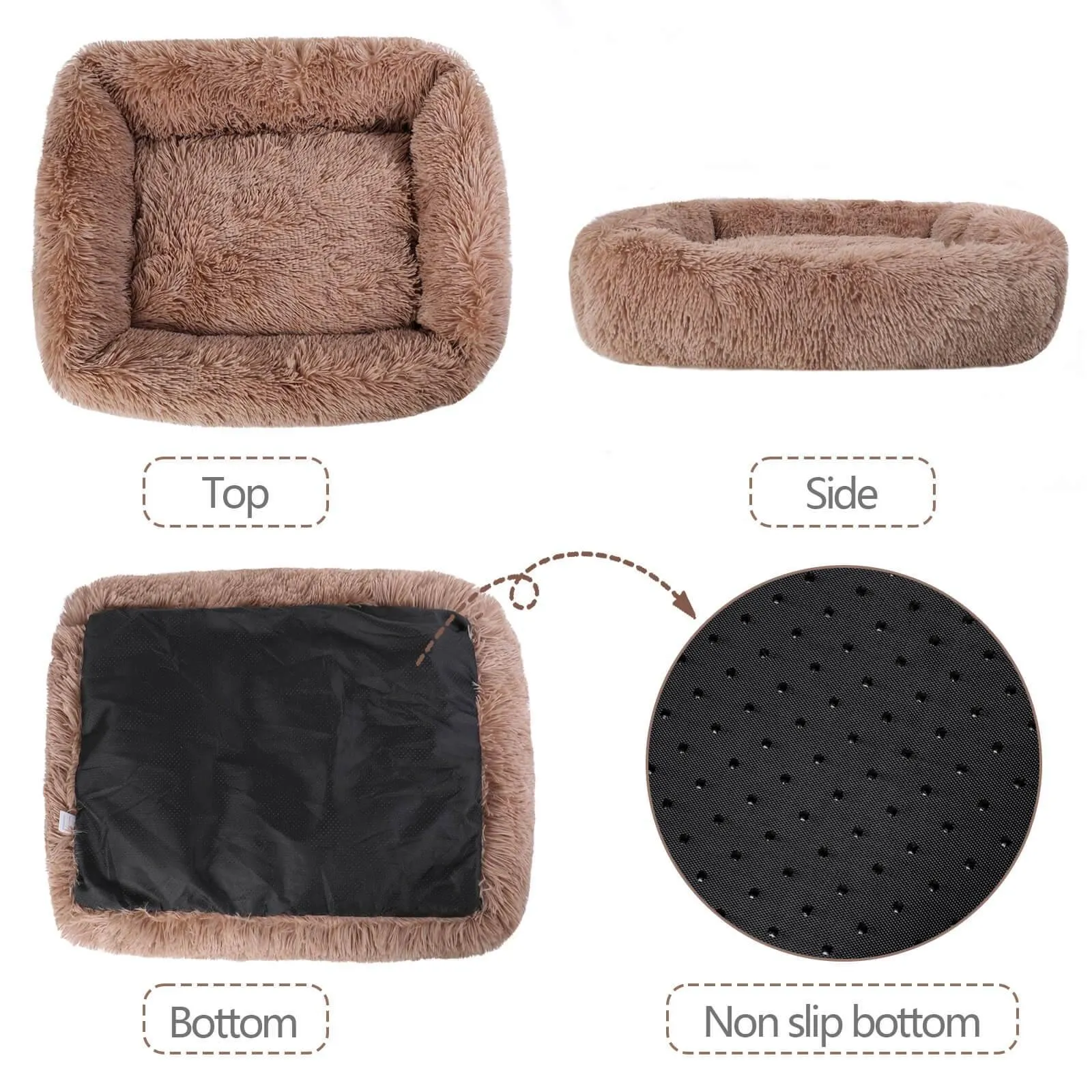 Pet Dog Cat Calming Bed Non-slip Plush Sleeping Nest
