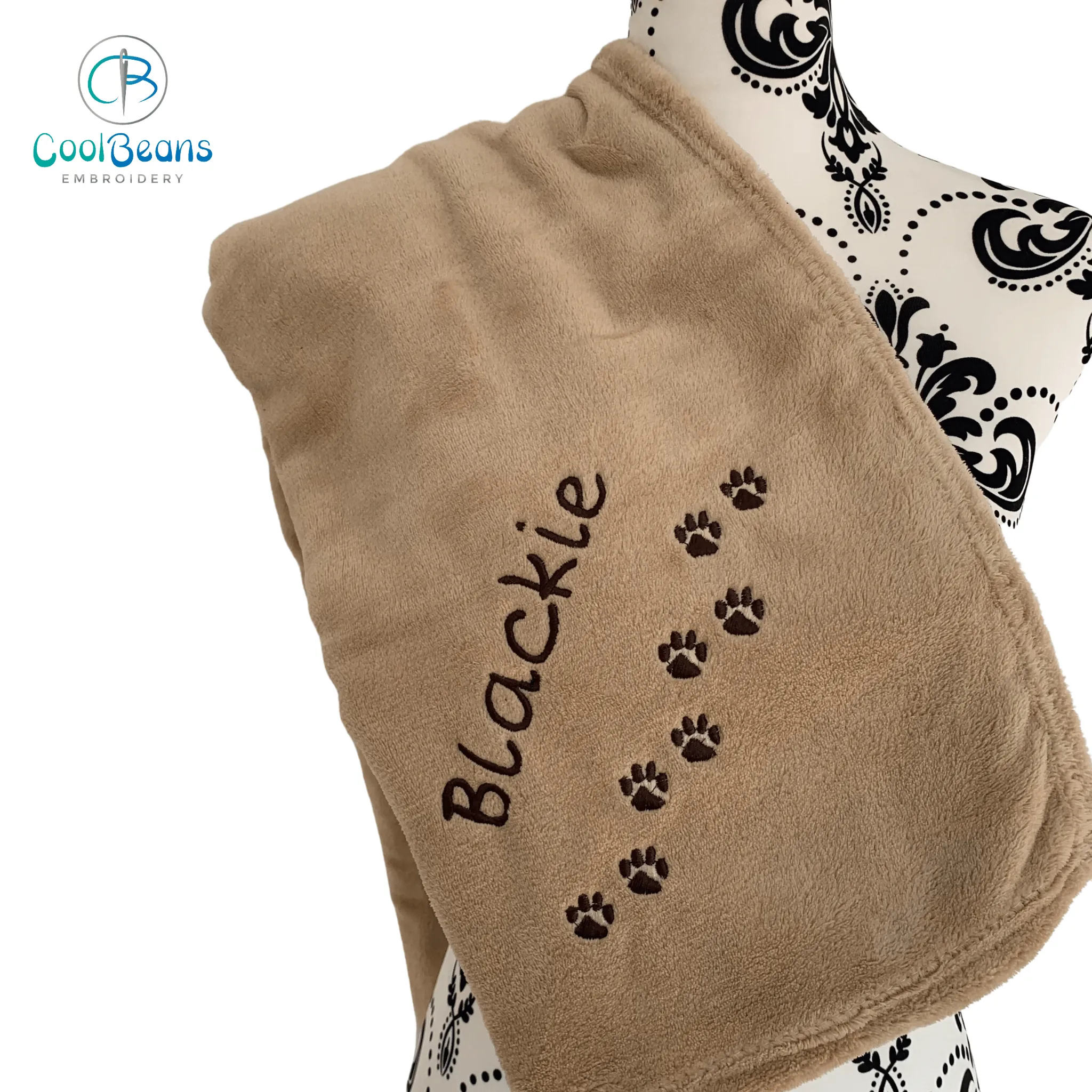 Pet Fleece Blanket - Mini Paws - Personalised in Corner