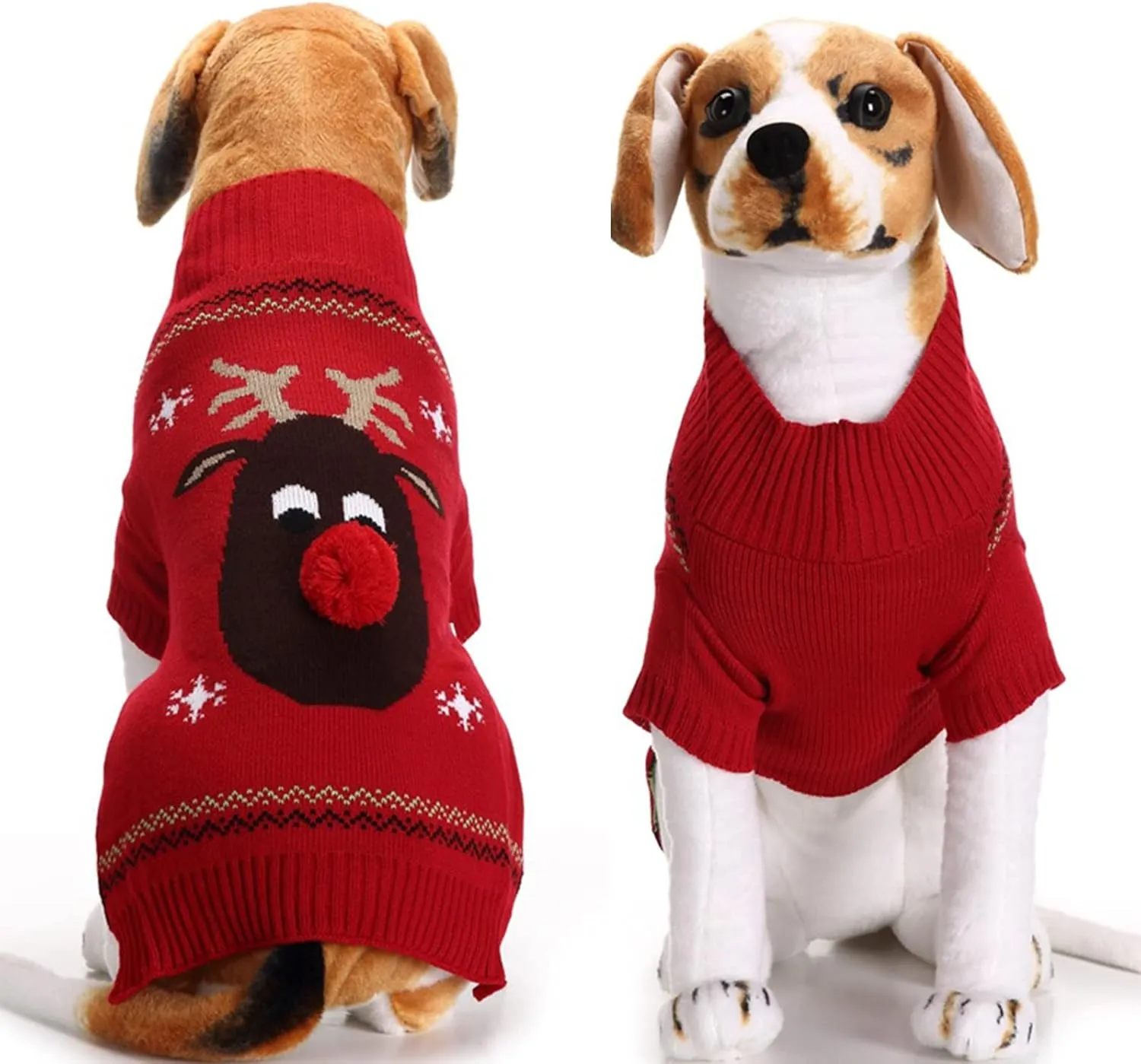 PETCARE Dog Ugly Christmas Sweater Red Funny Cute Cartoon Reindeer Cat Sweaters Jumper Holiday Dog Clothes Puppy Sweaters for Small Medium Large Dogs Fall Winter Outfits Xmas Dog Costume,Large