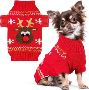PETCARE Dog Ugly Christmas Sweater Red Funny Cute Cartoon Reindeer Cat Sweaters Jumper Holiday Dog Clothes Puppy Sweaters for Small Medium Large Dogs Fall Winter Outfits Xmas Dog Costume,Large