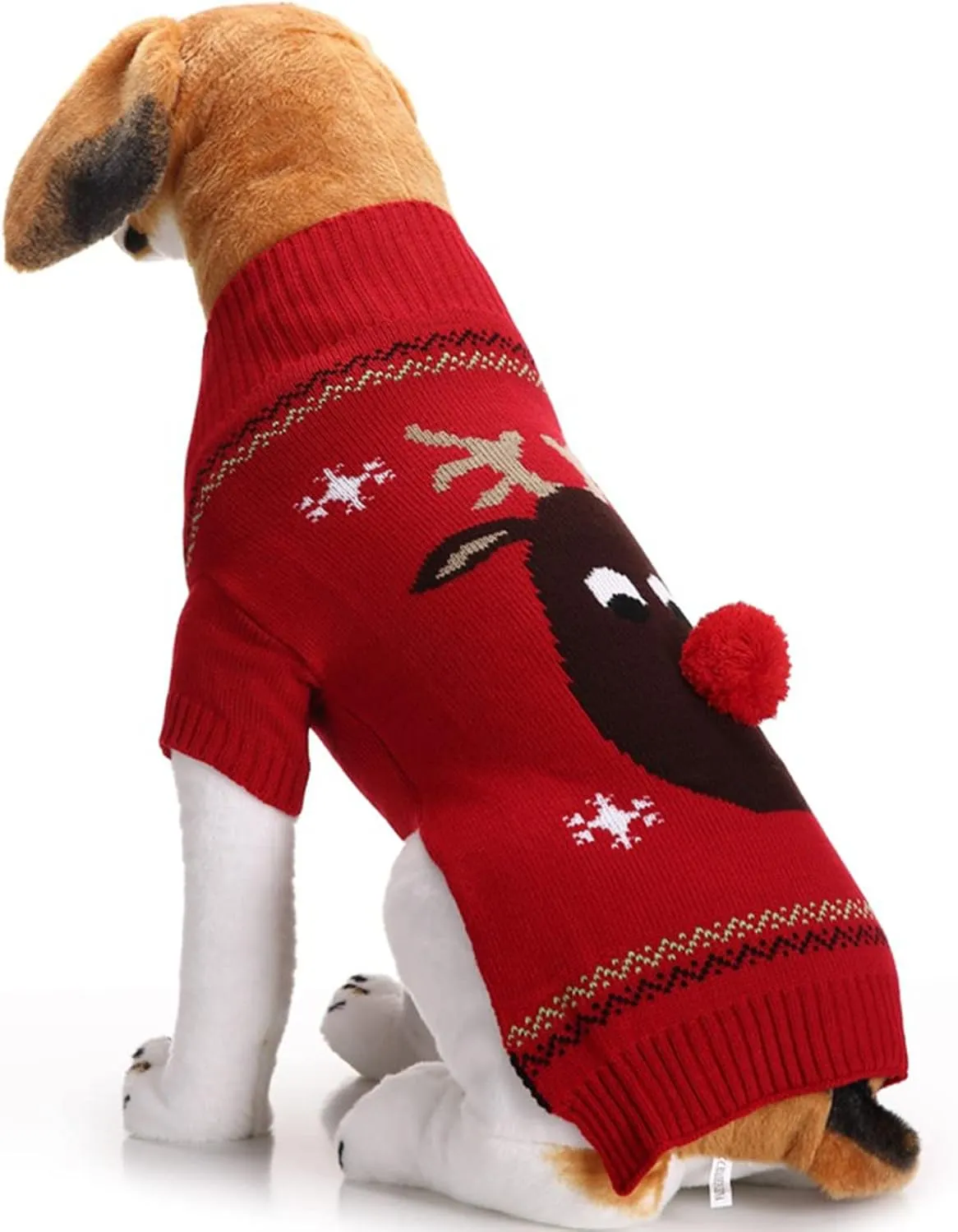 PETCARE Dog Ugly Christmas Sweater Red Funny Cute Cartoon Reindeer Cat Sweaters Jumper Holiday Dog Clothes Puppy Sweaters for Small Medium Large Dogs Fall Winter Outfits Xmas Dog Costume,Large