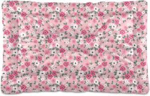 Pink Floral Pet Bed Pad Soft Dog Bed Mat with Anti-Slip Bottom, Machine Washable Crate Pad Mattress for Dog Sleeping