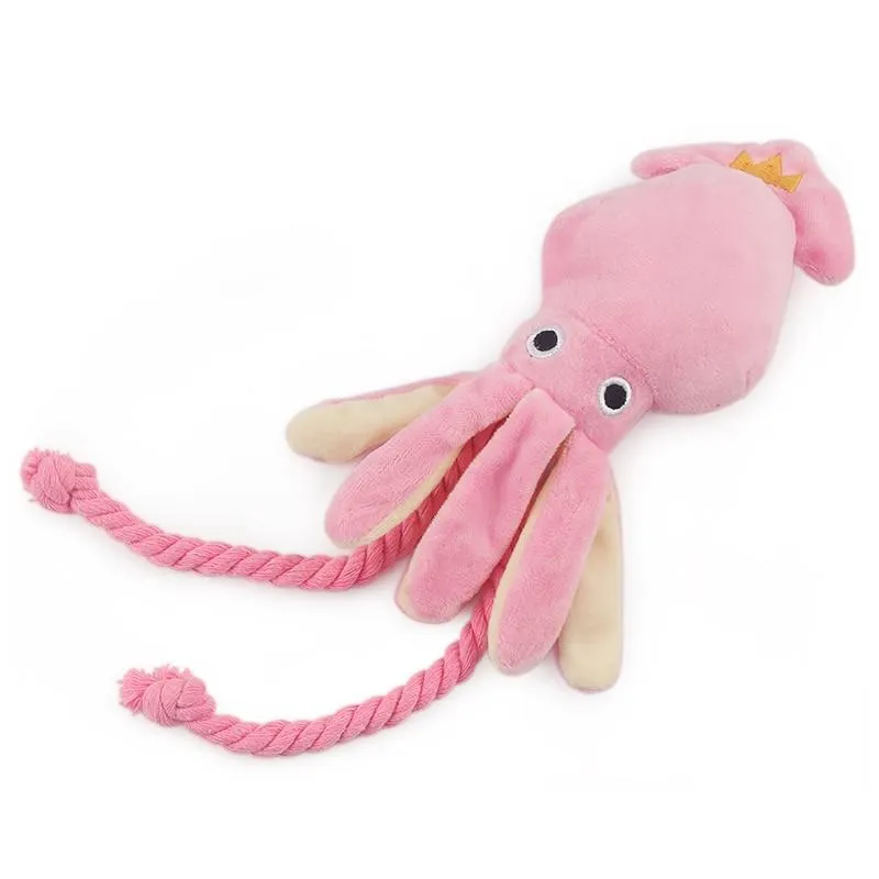 Plush Dog Squid Toy with Squeaker