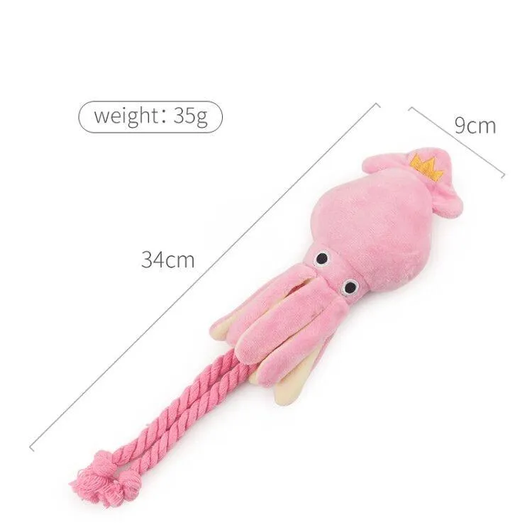 Plush Dog Squid Toy with Squeaker