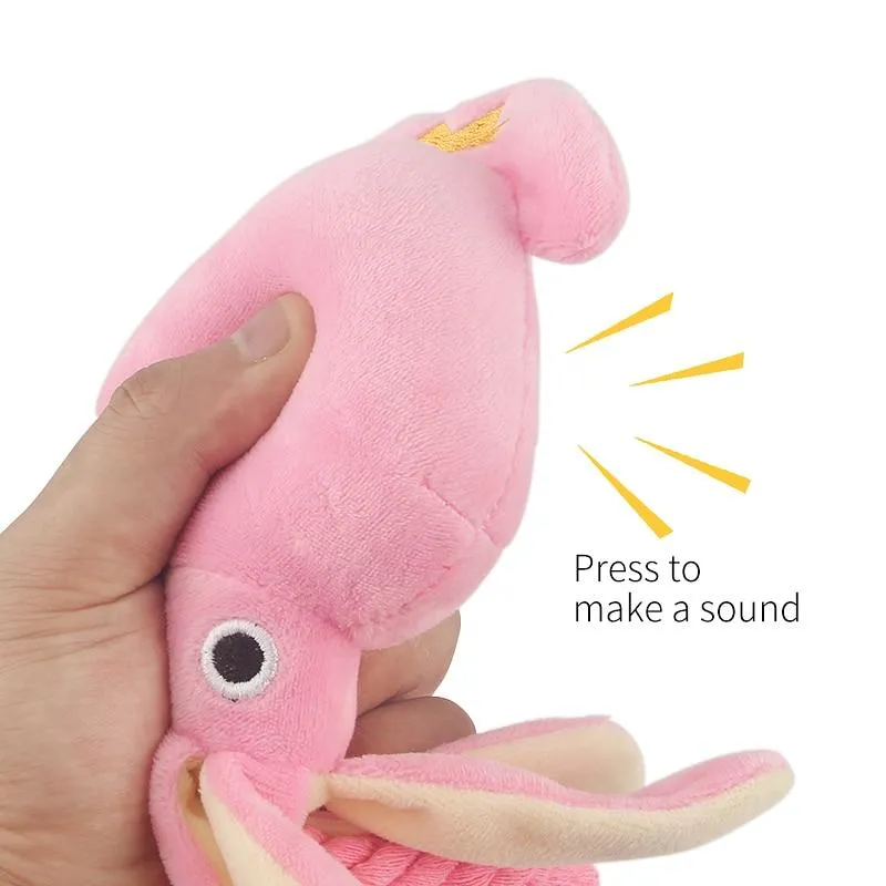 Plush Dog Squid Toy with Squeaker