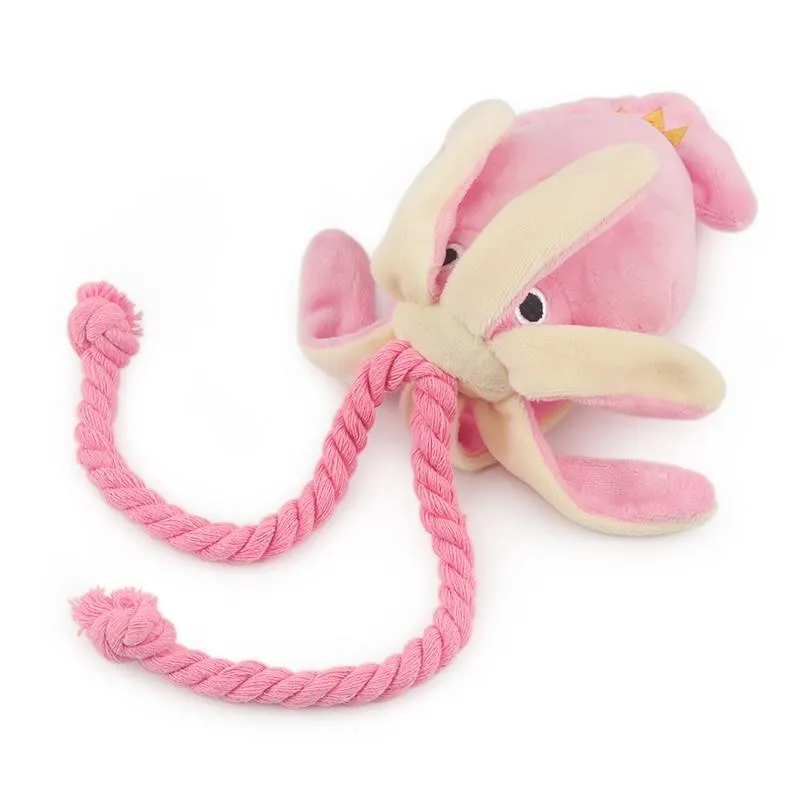 Plush Dog Squid Toy with Squeaker