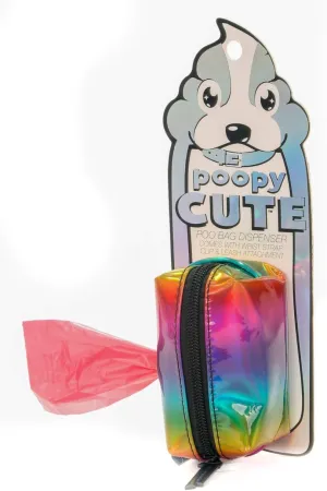 poopyCUTE - Cute Dog Poop Bag Holder for leash Poop Bags for Dogs Vegan Friendly Dog Poop Bag Dispenser Dog Treat Pouch Poop Bag Holder Dog Waste Bag Dispenser Dog Bag Holder Metallic Rainbow PRIDE