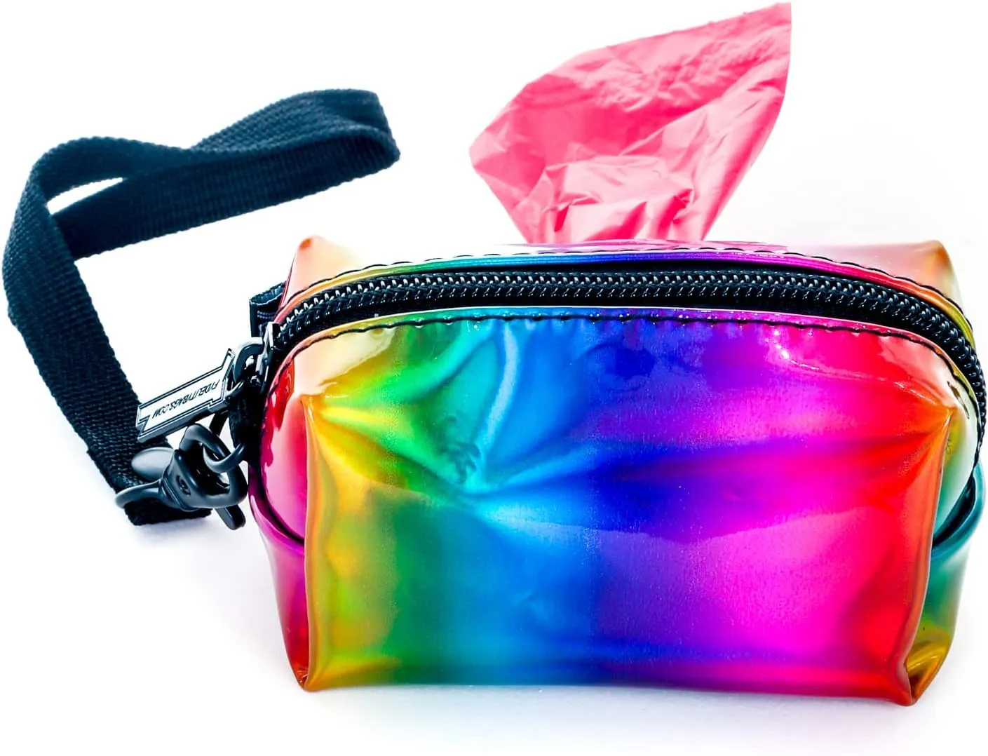 poopyCUTE - Cute Dog Poop Bag Holder for leash Poop Bags for Dogs Vegan Friendly Dog Poop Bag Dispenser Dog Treat Pouch Poop Bag Holder Dog Waste Bag Dispenser Dog Bag Holder Metallic Rainbow PRIDE