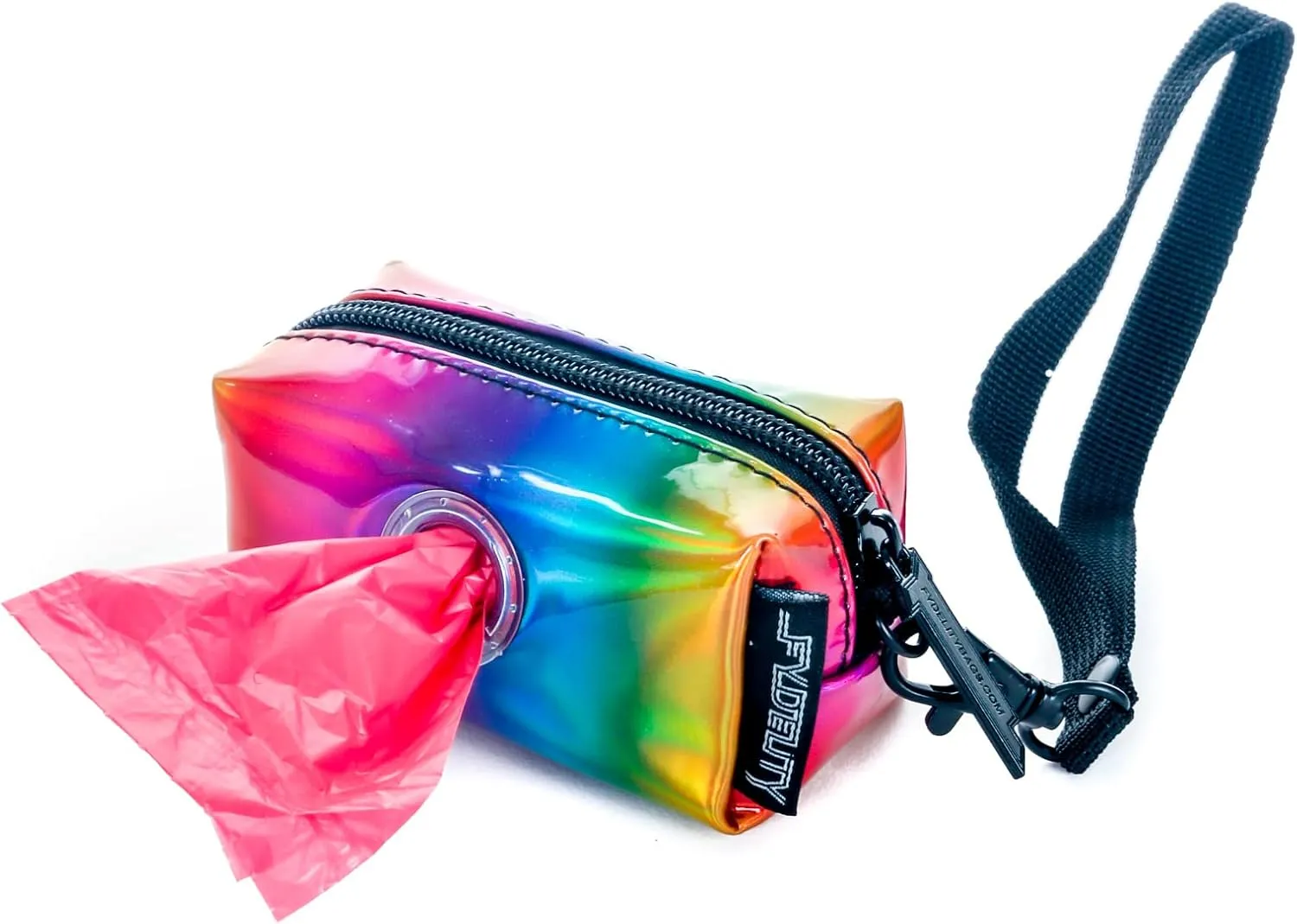 poopyCUTE - Cute Dog Poop Bag Holder for leash Poop Bags for Dogs Vegan Friendly Dog Poop Bag Dispenser Dog Treat Pouch Poop Bag Holder Dog Waste Bag Dispenser Dog Bag Holder Metallic Rainbow PRIDE