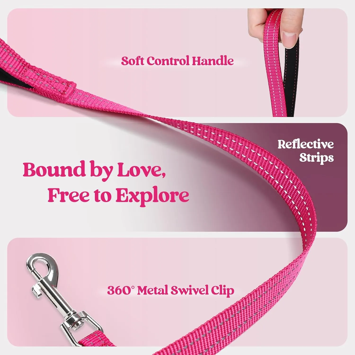 rabbitgoo Dog Harness Small Sized and Leash Set, Step in Soft Light Puppy Vest, Breathable Mesh Pet Harness, Reflective for Safe Easy Walking, Rose Red M