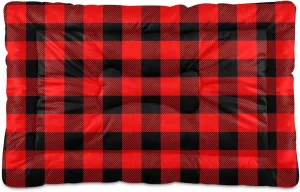 Red & Black Buffalo Plaid Pet Bed Pad Soft Dog Bed Mat with Anti-Slip Bottom, Machine Washable Crate Pad Mattress for Dog Sleeping- 36 * 24inches