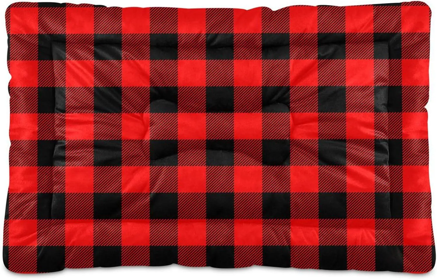 Red & Black Buffalo Plaid Pet Bed Pad Soft Dog Bed Mat with Anti-Slip Bottom, Machine Washable Crate Pad Mattress for Dog Sleeping- 36 * 24inches