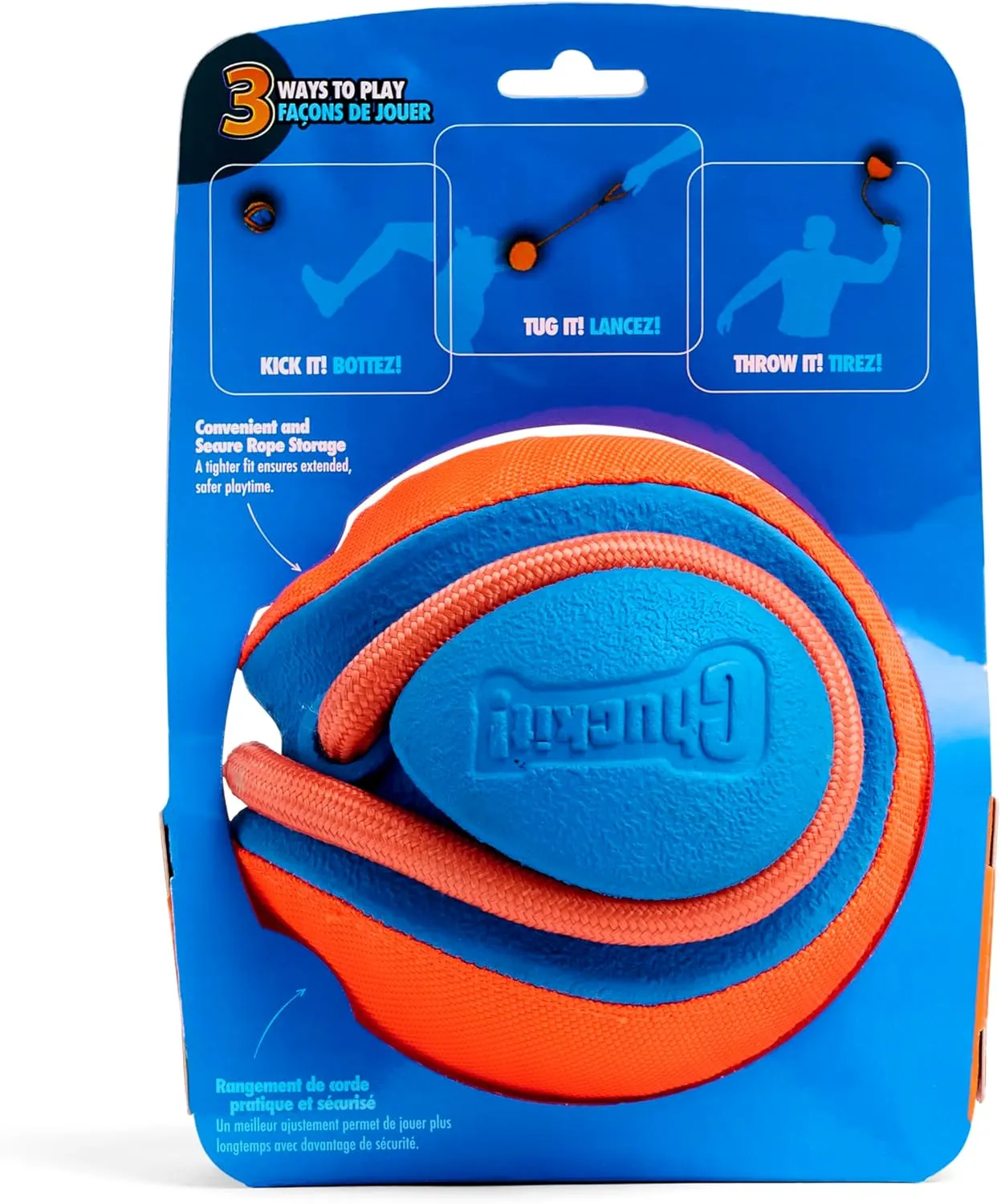 Rope Fetch Dog Toy 22-1/2 in. - Orange / Blue