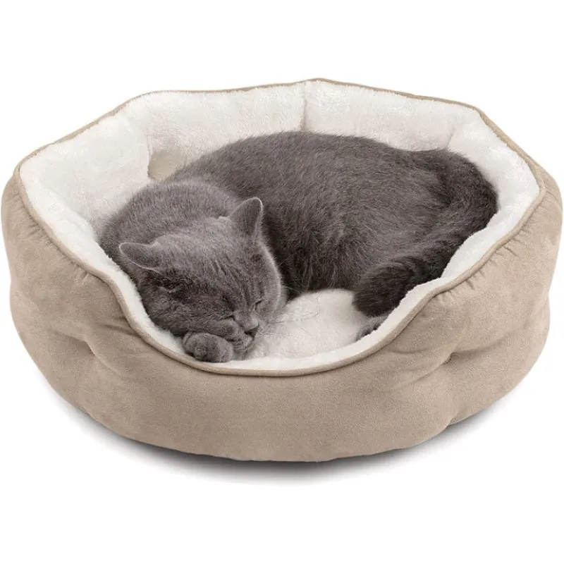 Round Pet Bed For Puppy And Kitten With Slip-Resistant