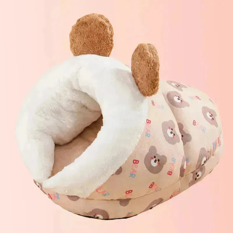 Semi-Closed Cat & Dog Bed - All-Season Slippers Design