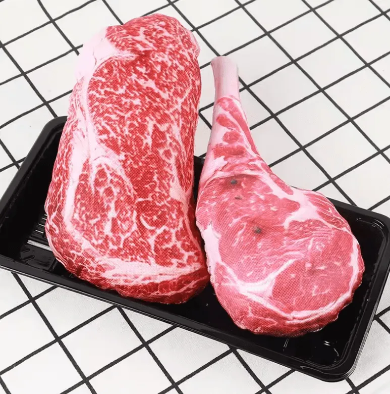 Simulated Steak Chew Toy – Bite-Resistant & Squeaky Dog and Cat Toy | Durable Pet Play Product