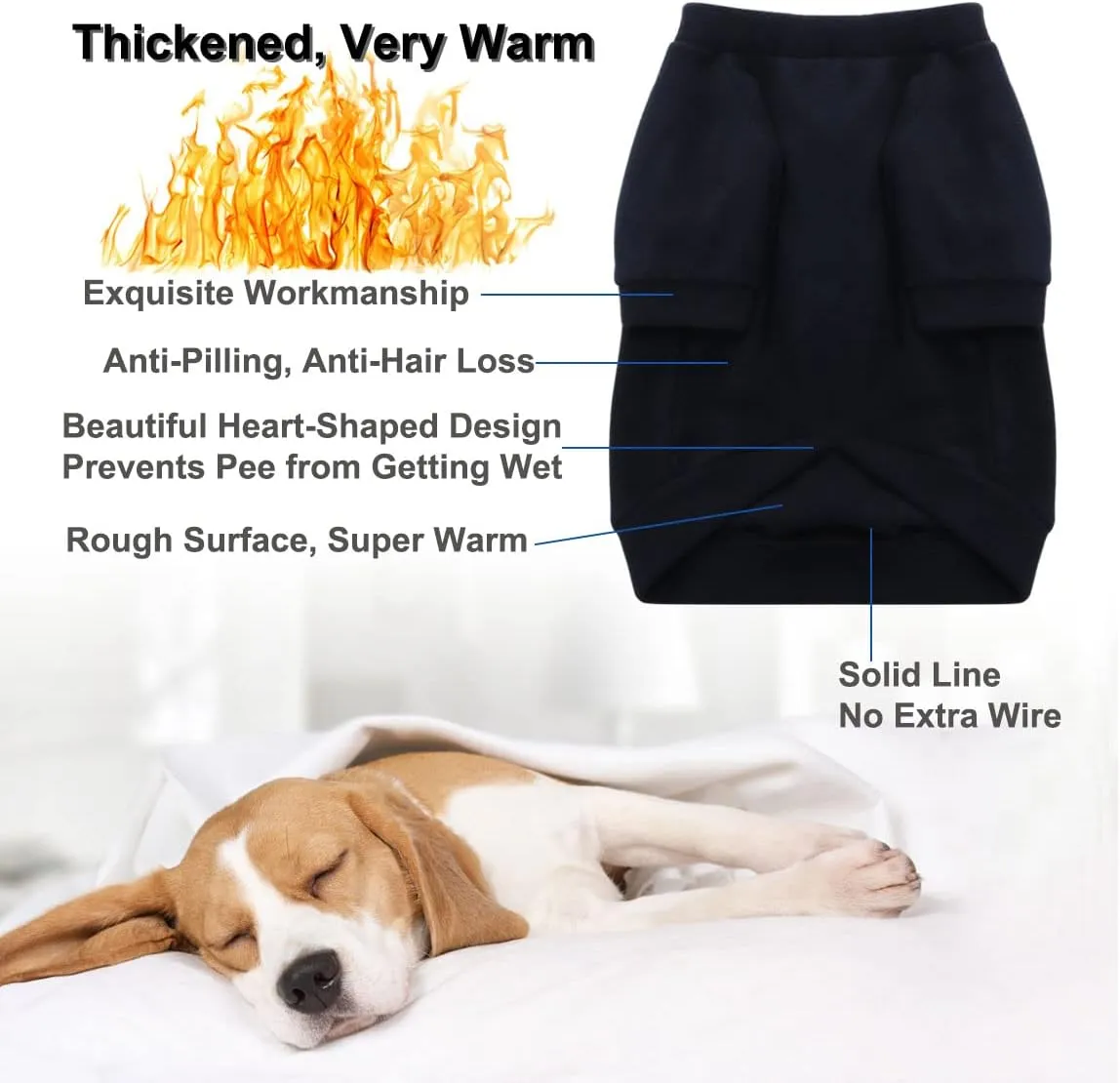 Small Dog Sweater Dog Sweatshirts for Small Dogs Chihuahua Clothes, Warm and Lightweight, with a Soft Texture, Easy to Wear and Bright Colors (Black, XXX-Large)