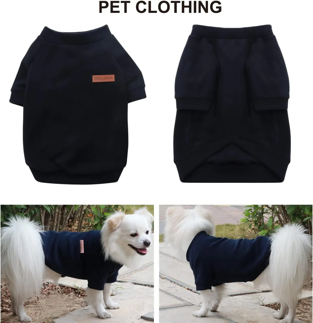 Small Dog Sweater Dog Sweatshirts for Small Dogs Chihuahua Clothes, Warm and Lightweight, with a Soft Texture, Easy to Wear and Bright Colors (Black, XXX-Large)