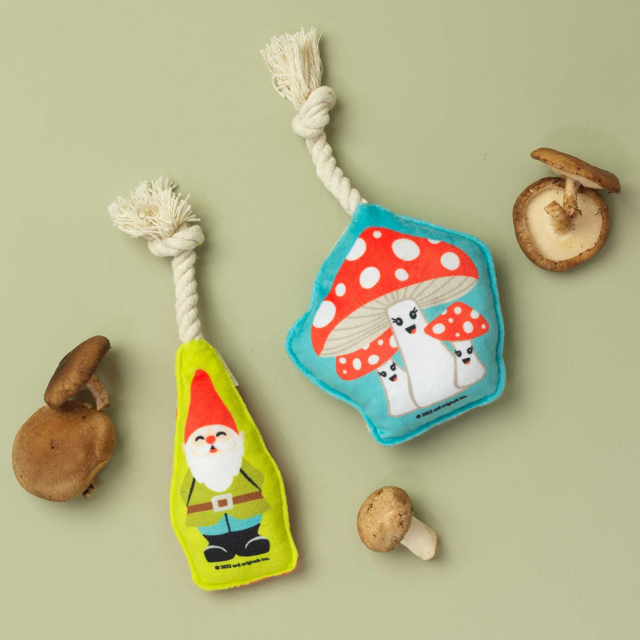 Speckle & Spot Gnome & Mushrooms Mini Rope Dog Toys