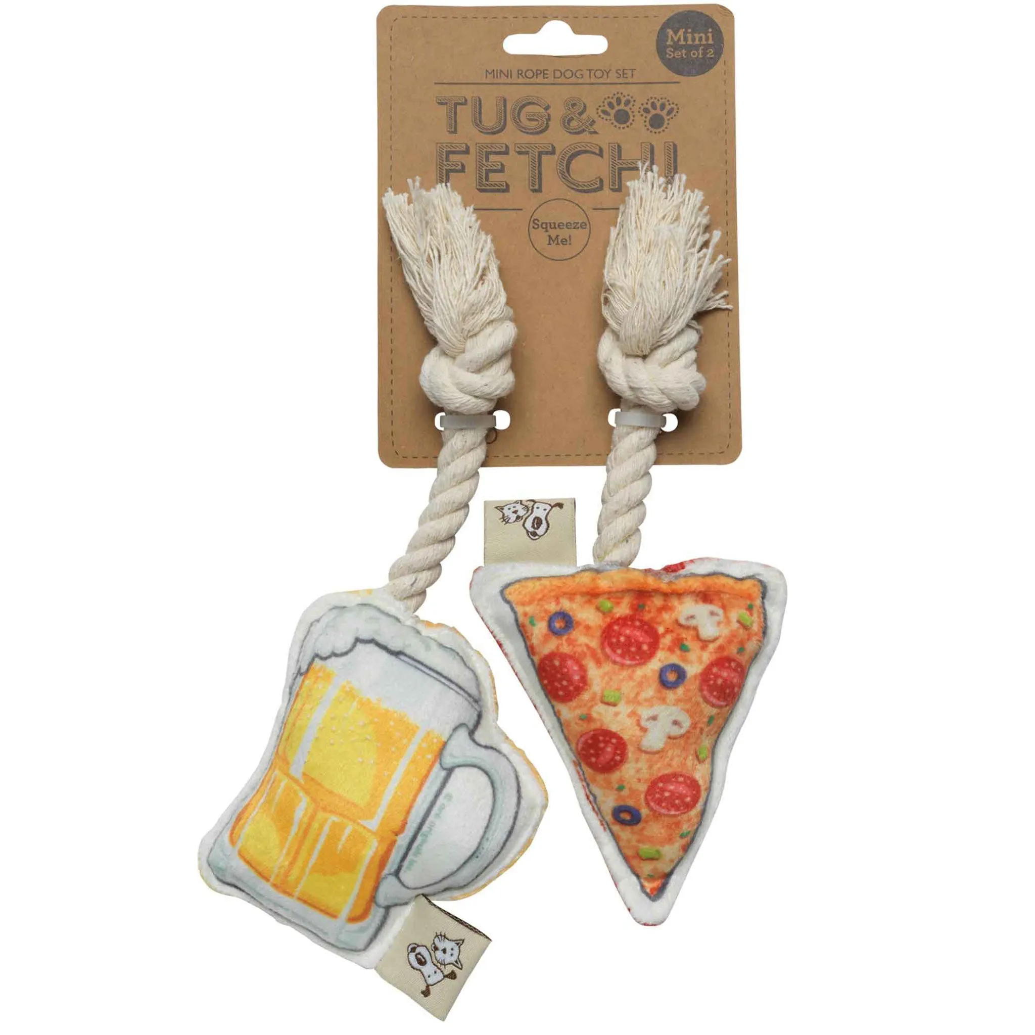 Speckle & Spot Pizza & Beer Mini Rope Dog Toys