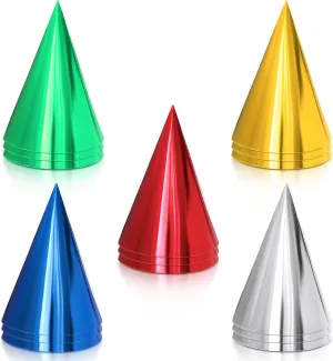 Sumind Colorful Birthday Party Hats Cone Hats for Adults Metallic Foil Cone Headwear