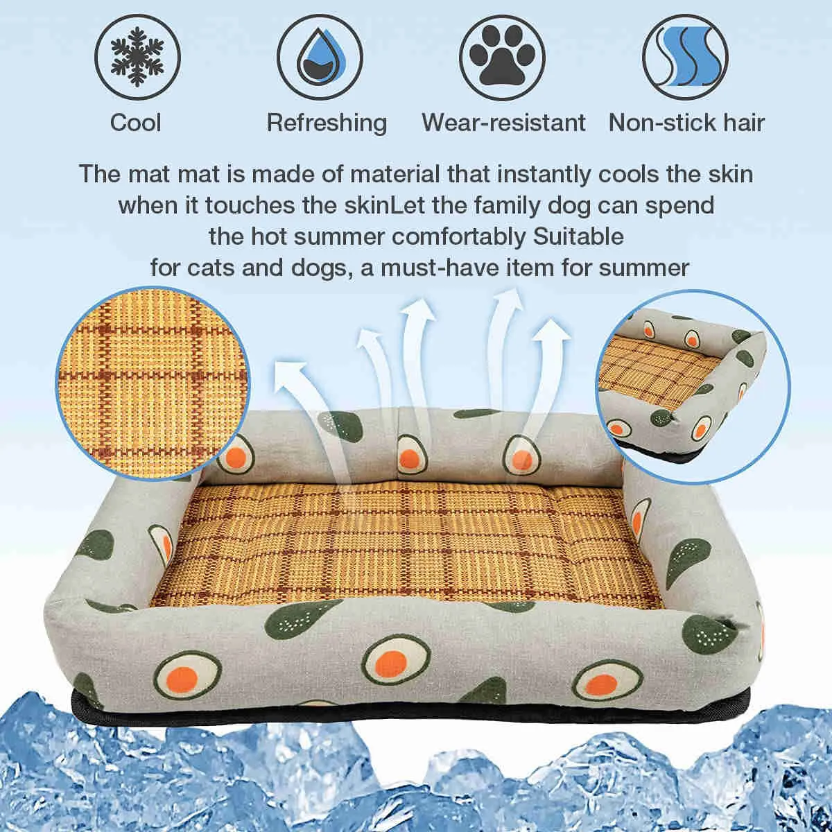 Summer Cool Moisture Resistant Linen Pet Bed, 1 Pack (Zoo)