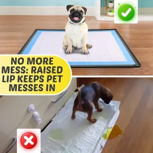 TidyFriend Silicone Pee Pad Holder Tray, 30 X 36 Inch No-Spill, Leakproof, Easy-to-Clean Pee Pad Holder for Dog (Grey)