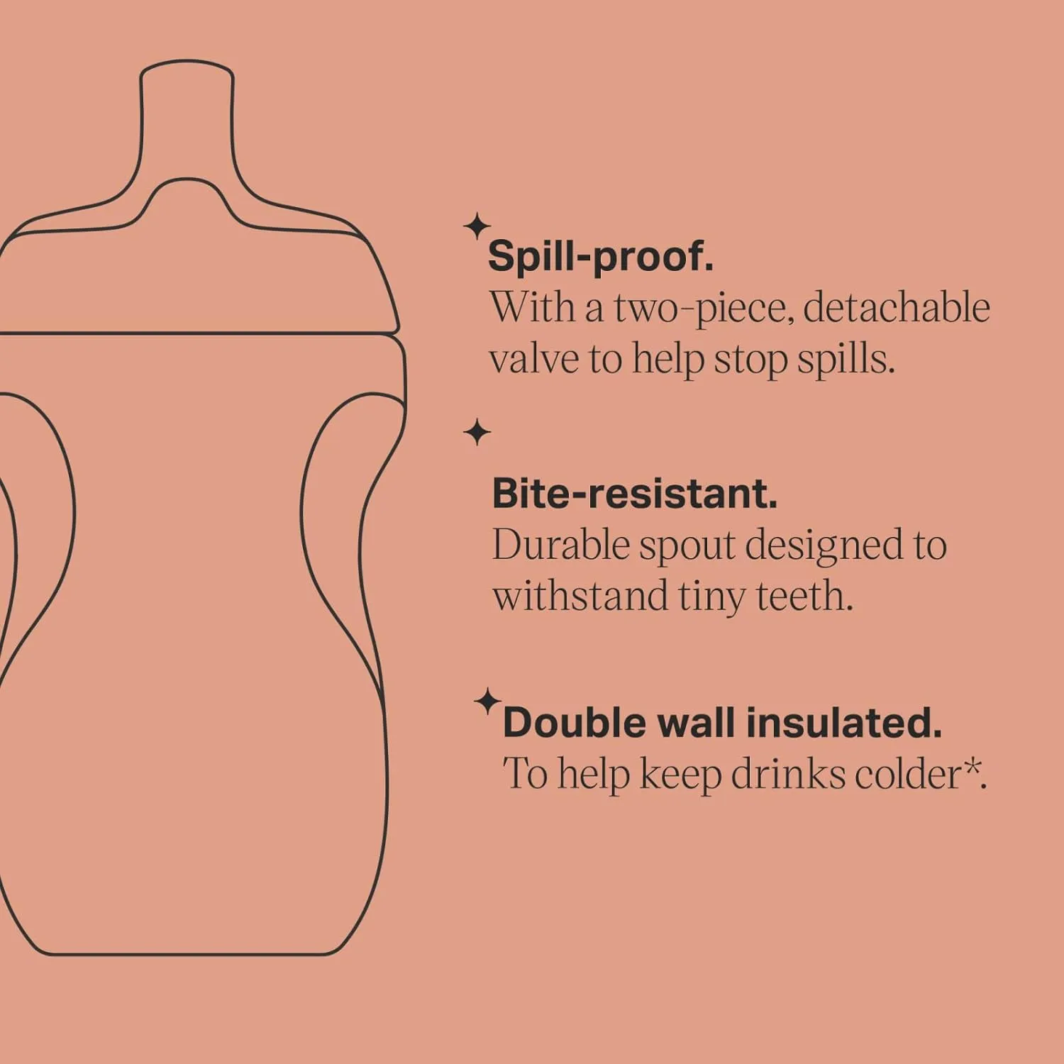 Tommee Tippee Insulated Sportee Bottle, for 12m , 9oz, Pack of 2 Non-Spill Toddler Water Bottles, Lilac and Plum, with Two-Piece Valve to Help Stop Spills, Bite-Resistant Spout and Easy-Hold Handle