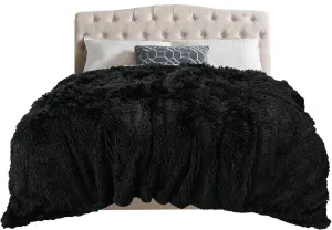 TOONOW Extra Soft Fuzzy Faux Fur Blanket Twin Size 70"x78", Reversible Lightweight Plush Fuzzy Cozy Soft Blankets and Throws for Couch Sofa Bed, Decorative Fluffy Plush Comfy Blanket, Black