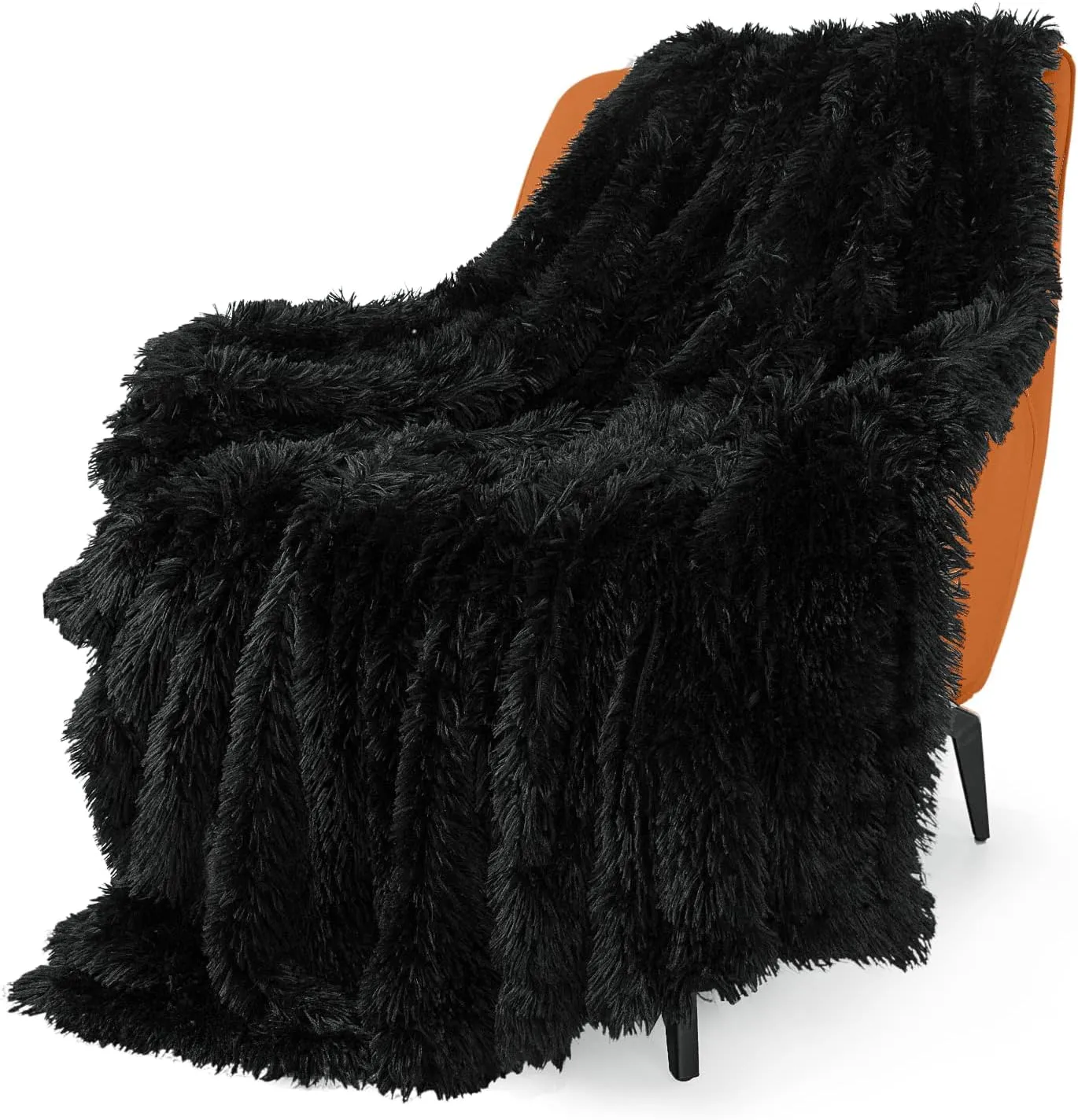 TOONOW Extra Soft Fuzzy Faux Fur Blanket Twin Size 70"x78", Reversible Lightweight Plush Fuzzy Cozy Soft Blankets and Throws for Couch Sofa Bed, Decorative Fluffy Plush Comfy Blanket, Black