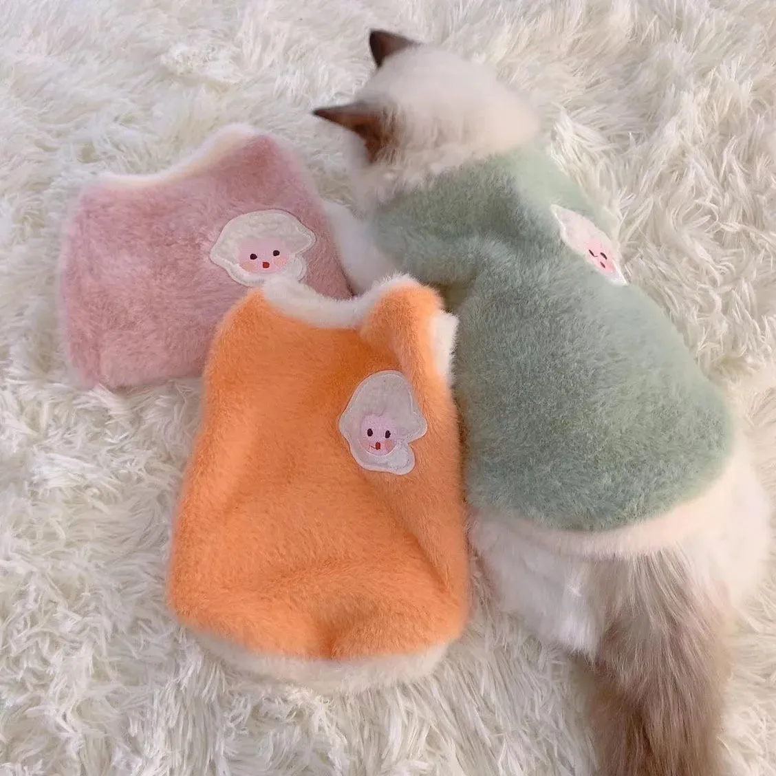 Warm Faux Rabbit Fur Pet Vest for Cats and Dogs