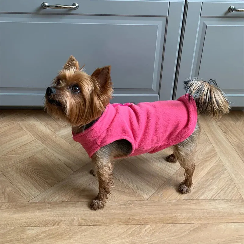 Warm Fleece Vest for Small Dogs and Cats with D-Ring Attachment