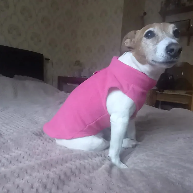 Warm Fleece Vest for Small Dogs and Cats with D-Ring Attachment