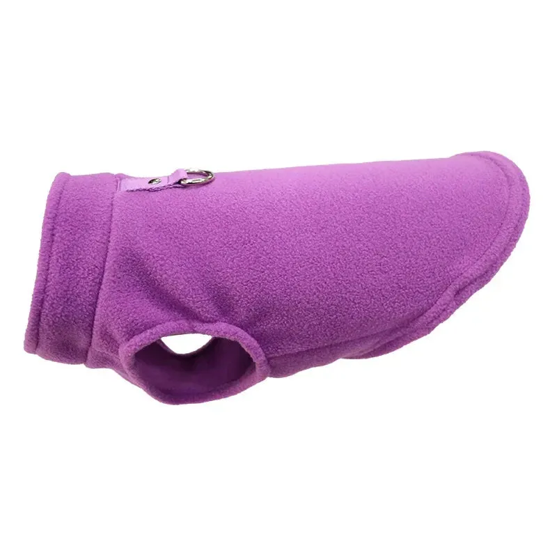 Warm Fleece Vest for Small Dogs and Cats with D-Ring Attachment